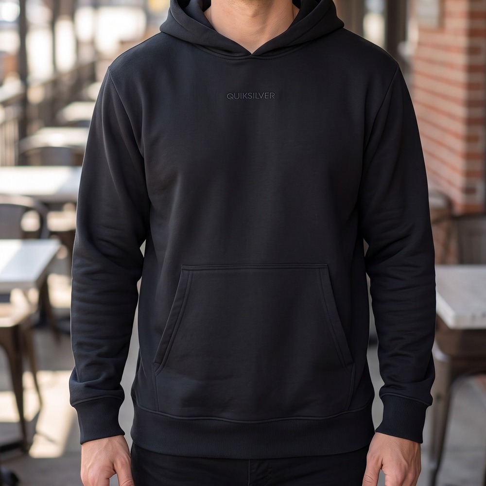 Quiksilver Mens‎ DryFlight Pullover Hoodie Black Embroidered Logo Sweatshirt NEW